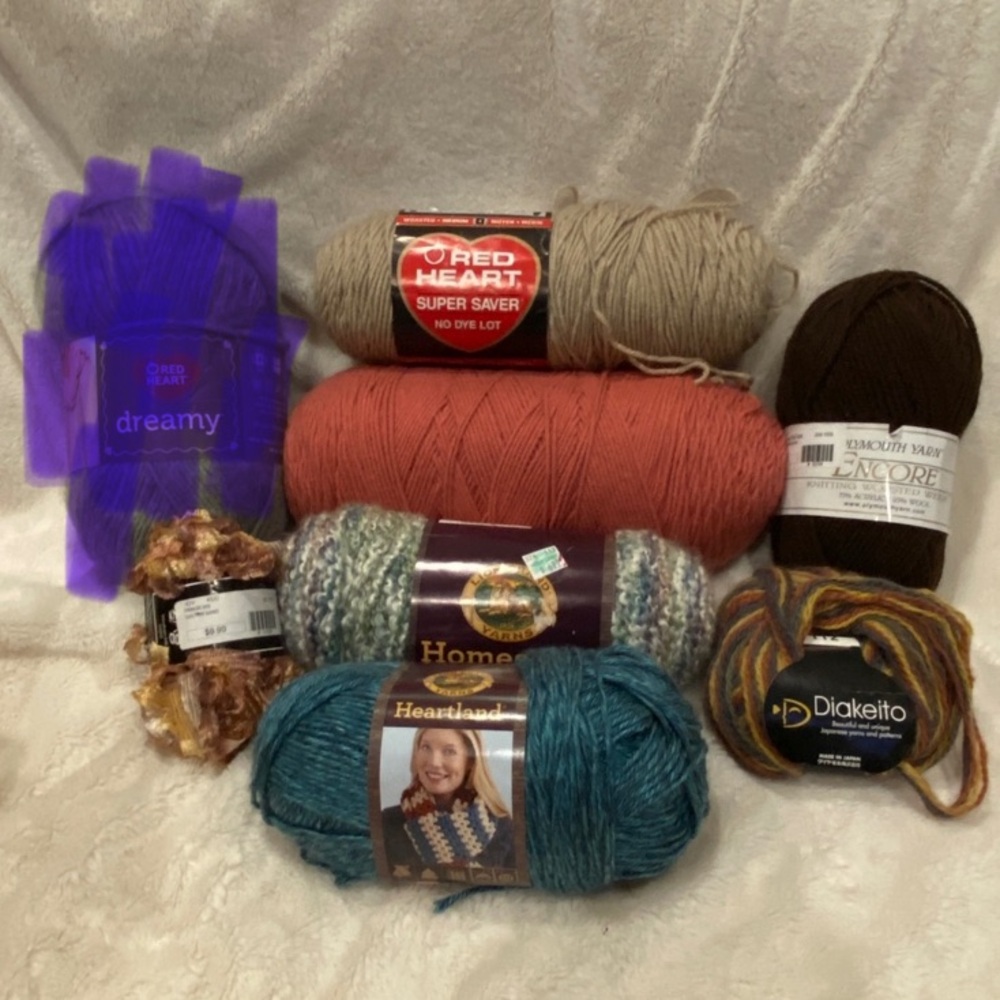 Bundle of 7 Miscellaneous Skeins of Yarn - Different Colors and Yarn Types NWT
